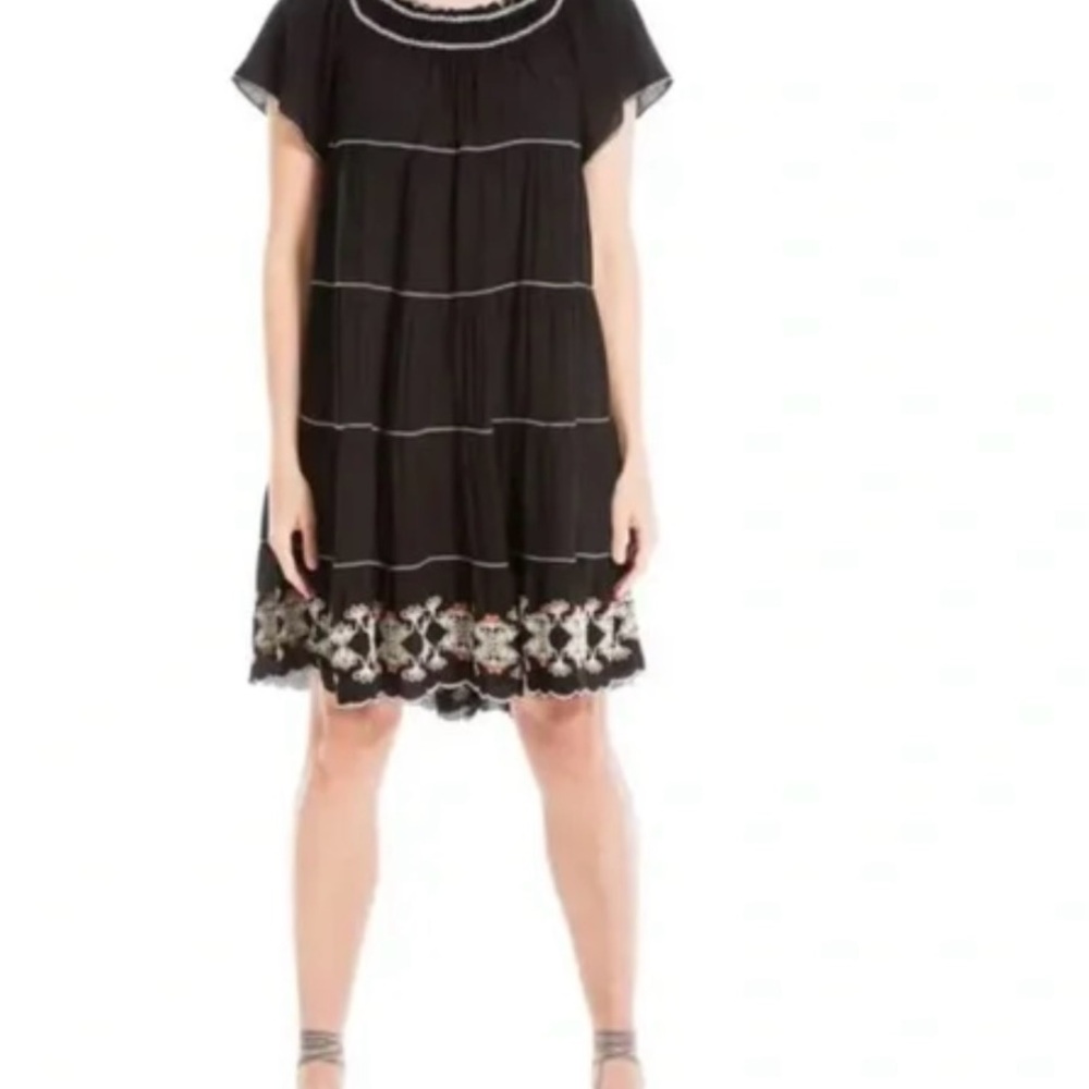 NWT Max Studio Black Smocked Tiered Mini Sundress